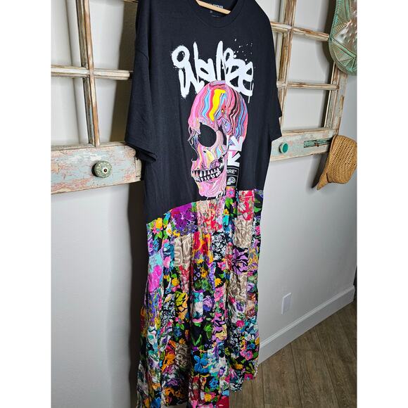 ONE OF A KIND T-Shirt BOHO flowy Patchwork Dress Ladies size 2X - Picture 11 of 12